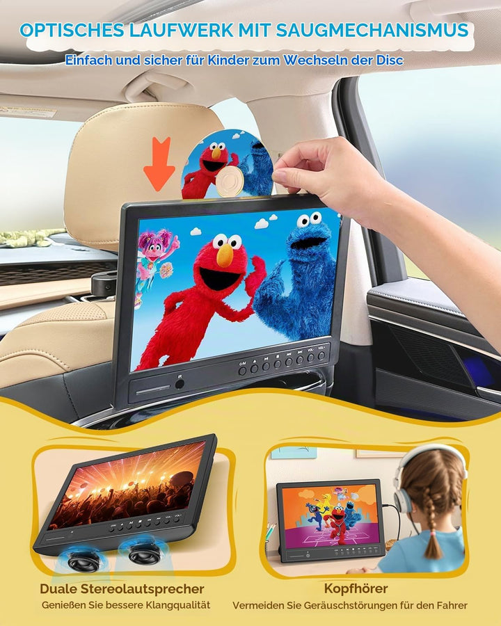 Arafuna 12,5 Zoll DVD Player Auto,1080p Auto Fernseher, DVD Player Auto Kinder Supporte l&