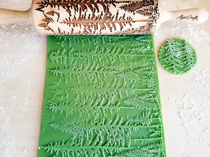 Nudelholz WALD für Hausgemachtes Gebäck. Teigroller mit Liebe für DIY Küche, Plätzchen. Gravierte Nu