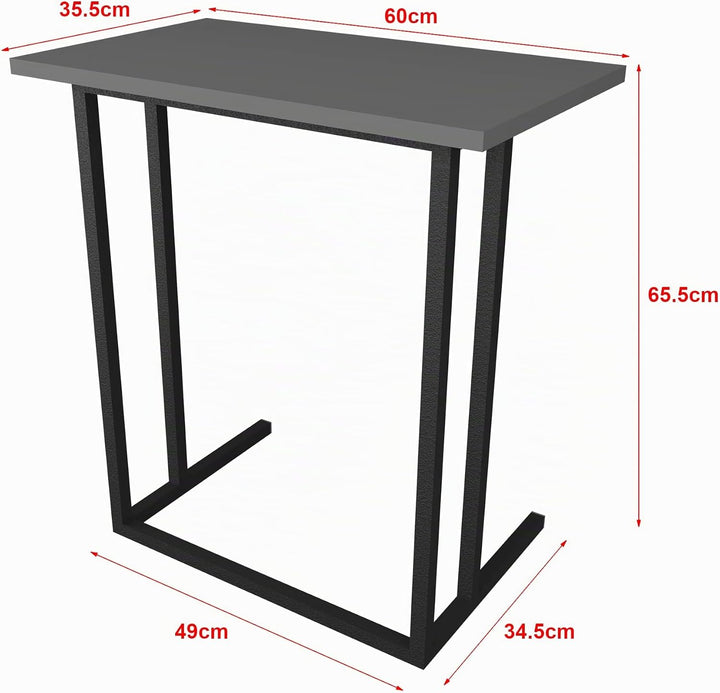 [en.casa] Laptoptisch Högsby Beistelltisch in C-Form Coffeetisch mit Metallgestell Sofatisch für Woh