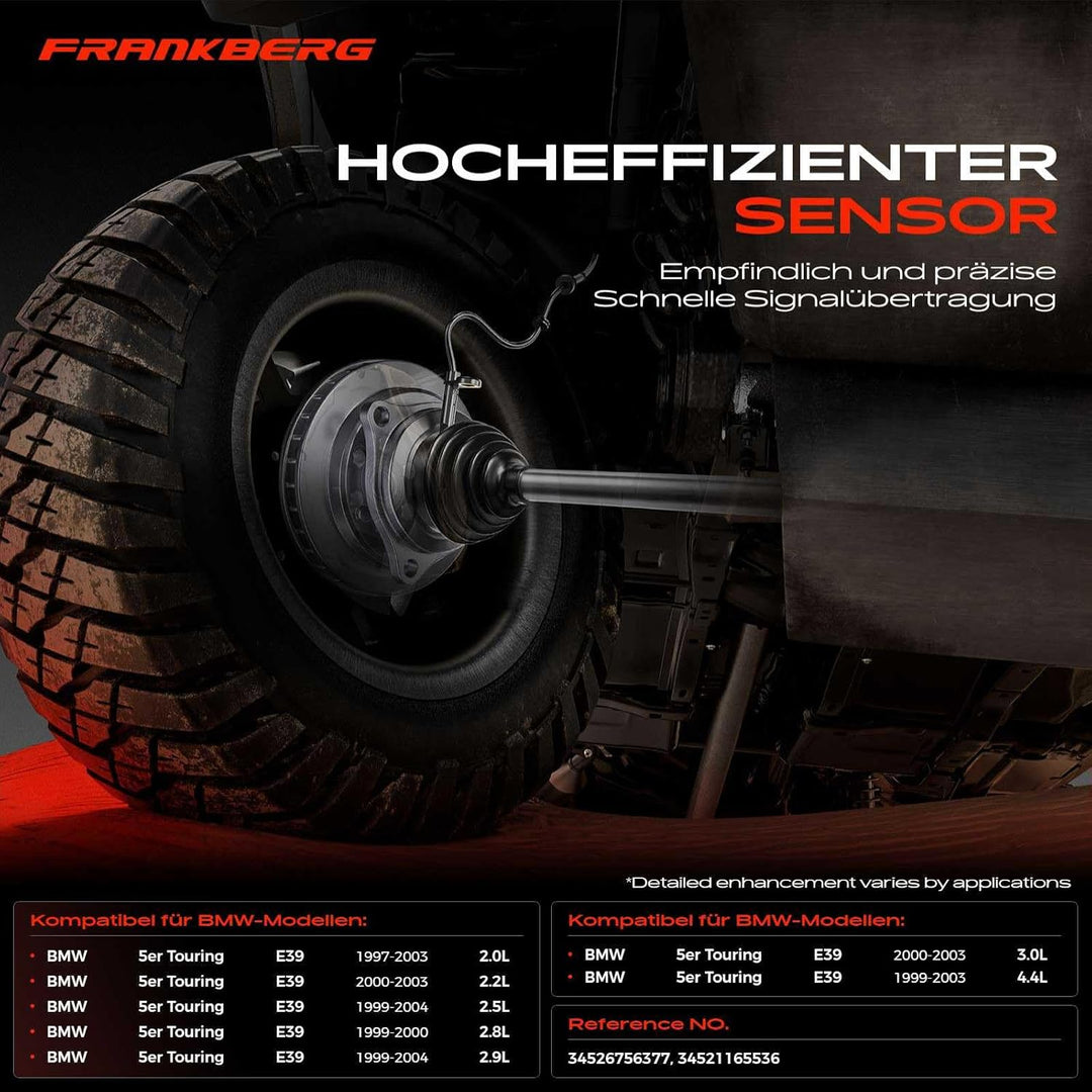 Frankberg 2x ABS Sensor Drehzahlfühler Radsensor Hinterachse Links Rechts Kompatibel mit 5er Touring