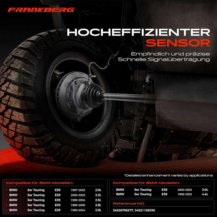 Frankberg 2x ABS Sensor Drehzahlfühler Radsensor Hinterachse Links Rechts Kompatibel mit 5er Touring