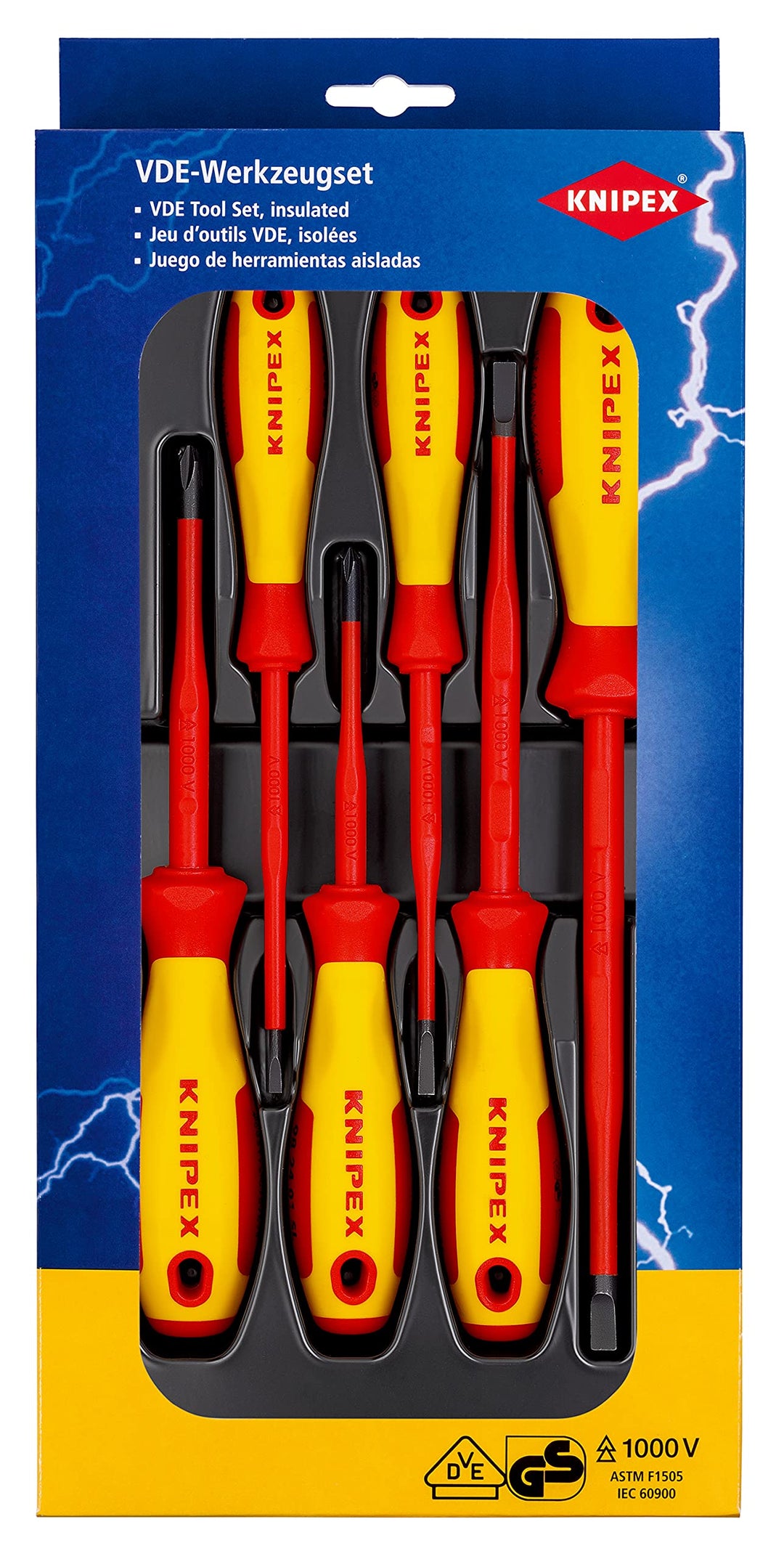 Knipex VDE Schraubendreher-Paket Schlitz / Phillips® (SB-Karte/Blister) 00 20 12 V02