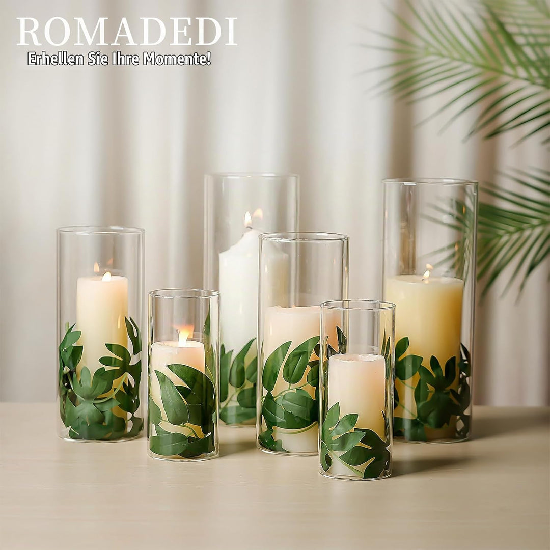 Windlicht Glas Kerzenhalter Kerzenständer Glaszylinder：Romadedi 12er Set Windlichter für Kerzen Stum