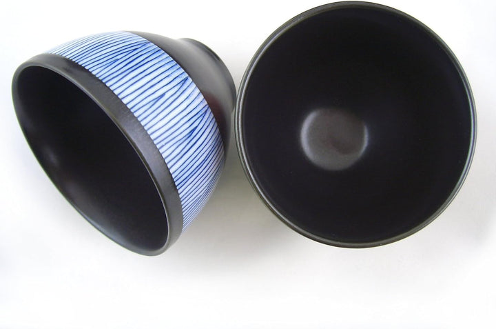 Japanisches Teeschalen Set KURO TOKUSA Porzellan Geschenk-Set Schwarz hergestellt in Japan Ø 7,8, H.