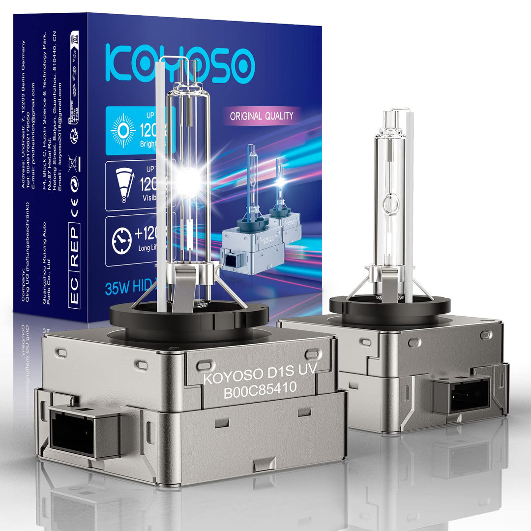 KOYOSO D1S Xenon Brenner 35W 6000K HID Scheinwerferlampe 66140 66144 85140 85415 Ersatz Kit, 2 Pack