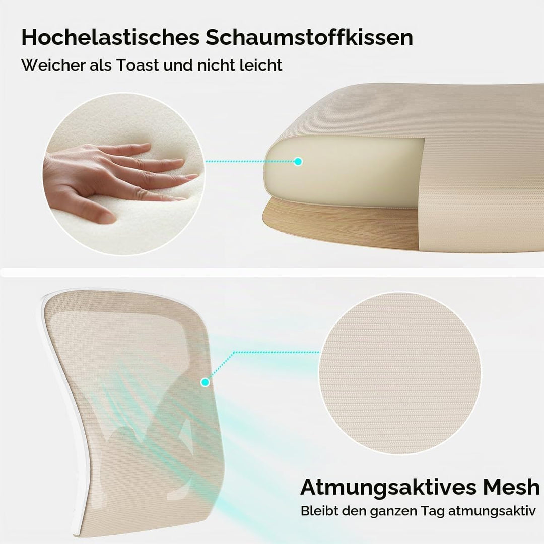 Farini Ergonomischer Stuhl mit Armlehne Büro Schreibtischstuhl mit Rollen Bequemer Home Office Stuhl