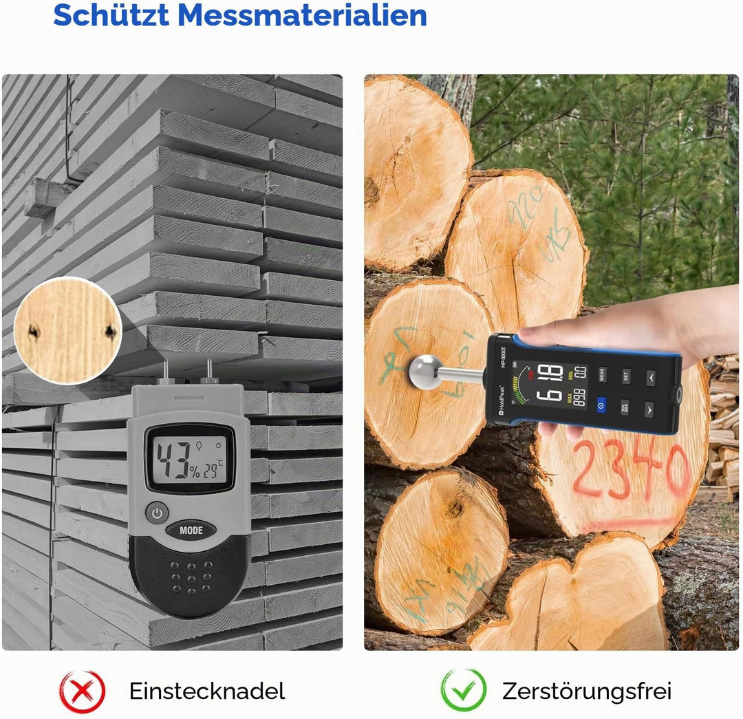 Feuchtigkeitsmesser, mit LCD-Farbdisplay und Alarmfunktion, für Wände, Holz, Mauerwerk, Beton, Gipse