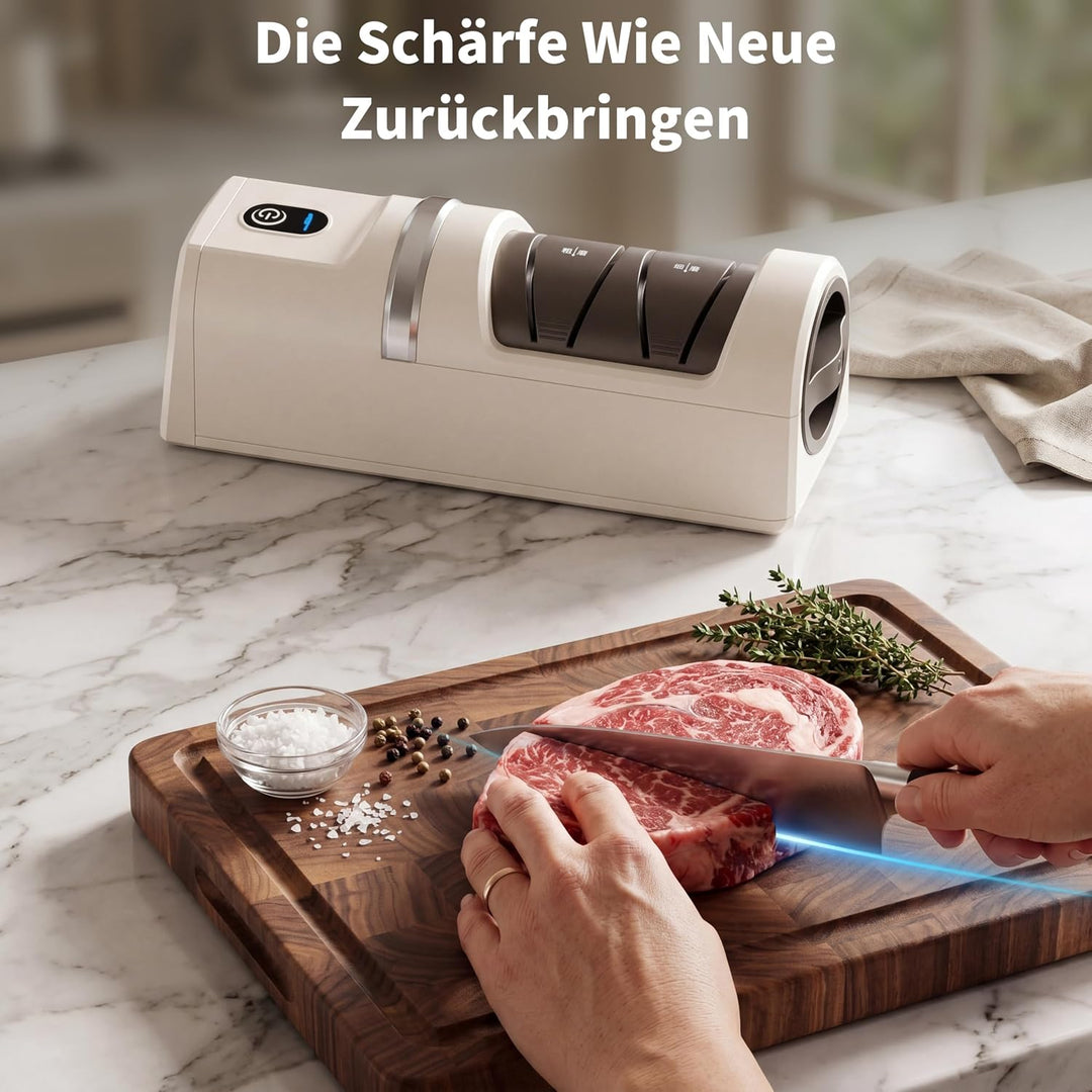 Elektrischer Messerschärfer, 5-in-1 Messerschärfer mit 3-Geschwindigkeiten Einstellung, wiederauflad