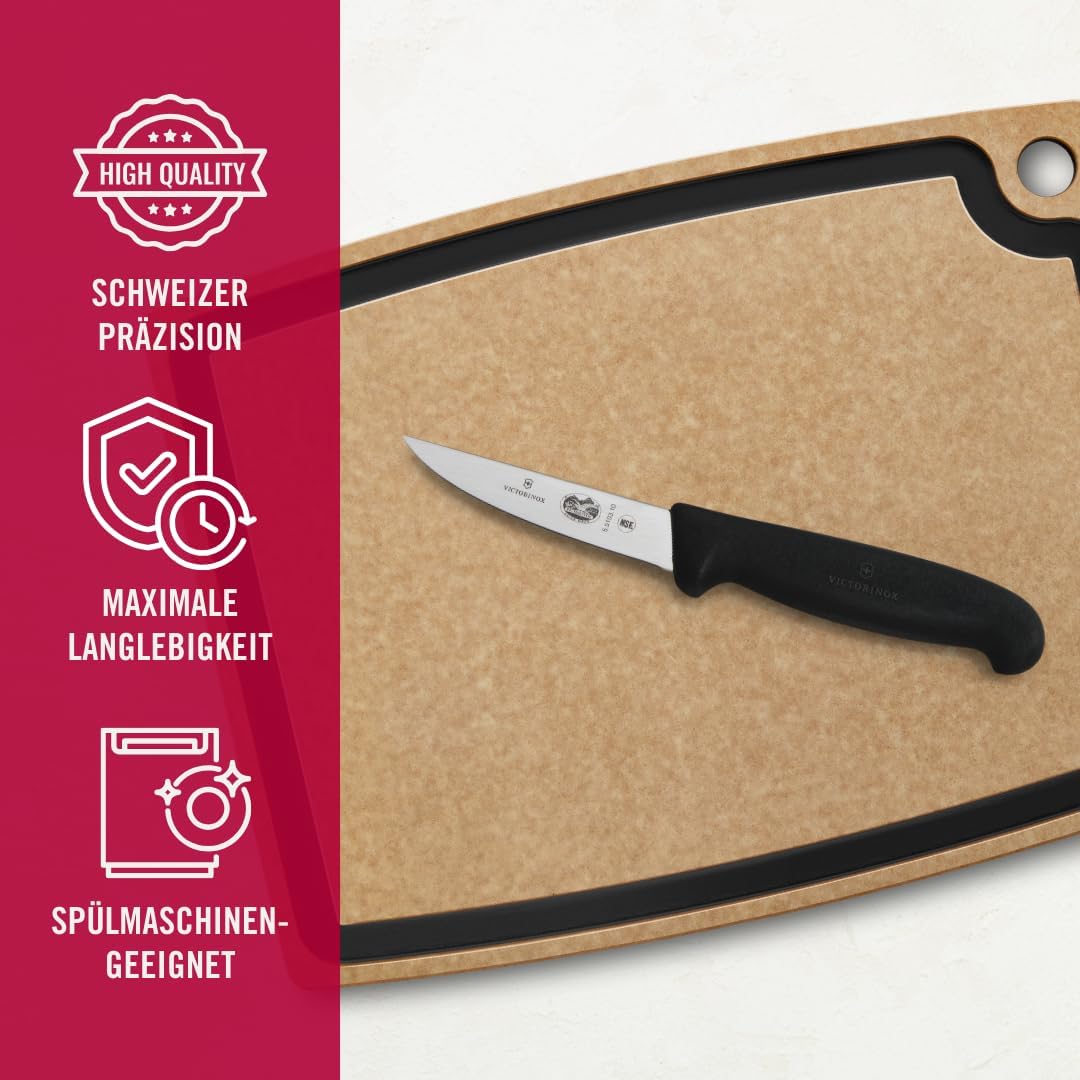 Victorinox Fibrox Schälmesser für Gemüse und Obst, Kleines Ausbeinmesser für Fleisch, 10 cm, Gerade