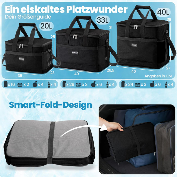 HELDENWERK Kühltasche gross faltbar – Kühlbox bis zu 12h Kühlleistung auslaufsicher &amp; wasserdicht –