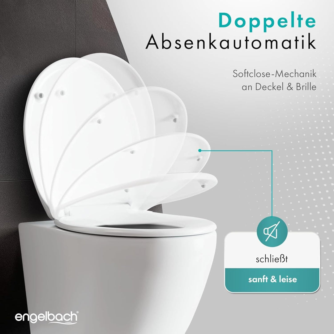 Engelbach® Toilettendeckel mit Absenkautomatik (Einfache Montage) Antibakteriell dank Urea-Duroplast