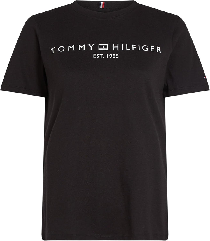 Tommy Hilfiger Damen T-Shirt Kurzarm Rundhalsausschnitt XS Black (Black), XS Black (Black)