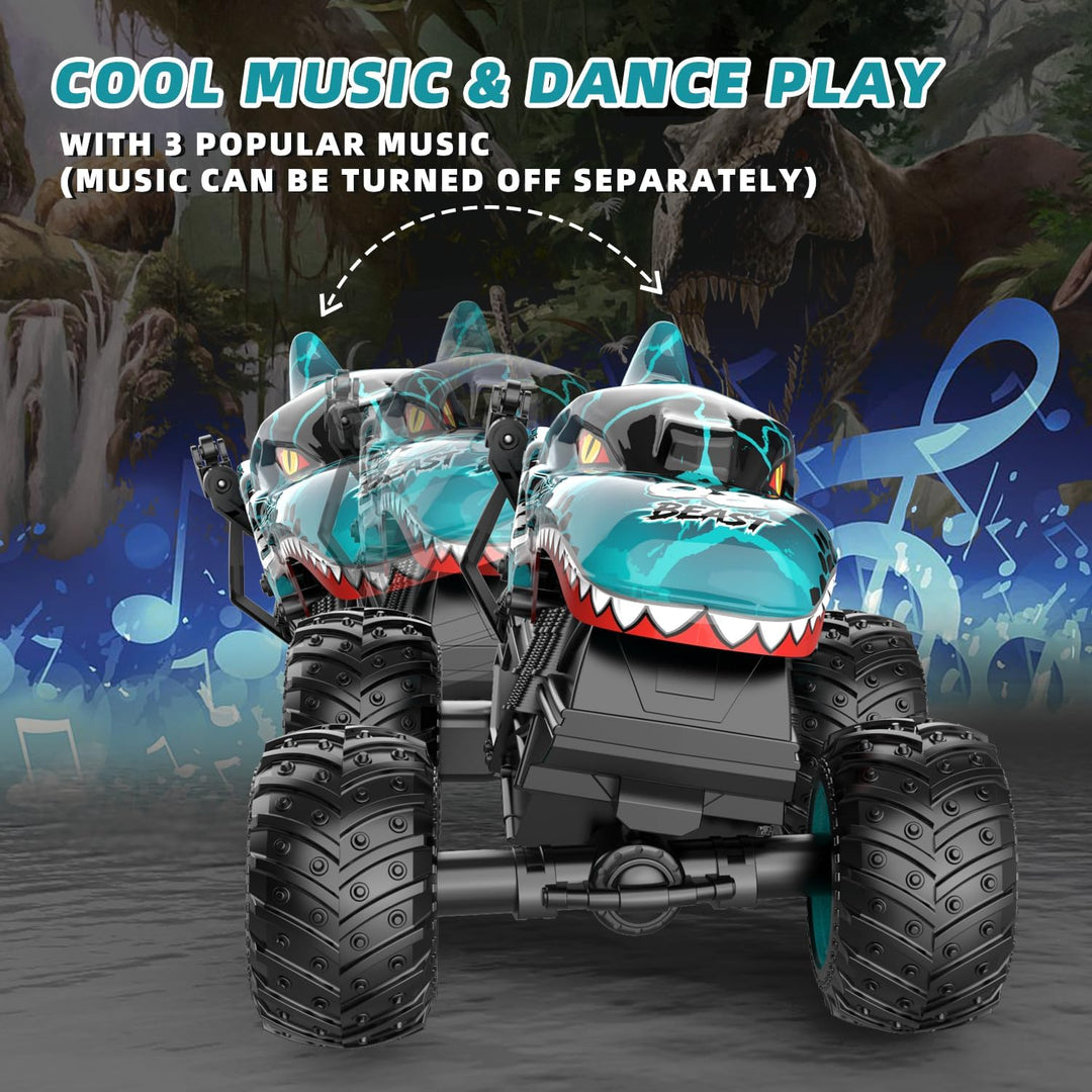 Monstertruck Ferngesteuert, 2,4GHz 20 km/h Ferngesteuertes Auto Dinosaurier ab 3 4 5 6 8 10 Jahre, 1
