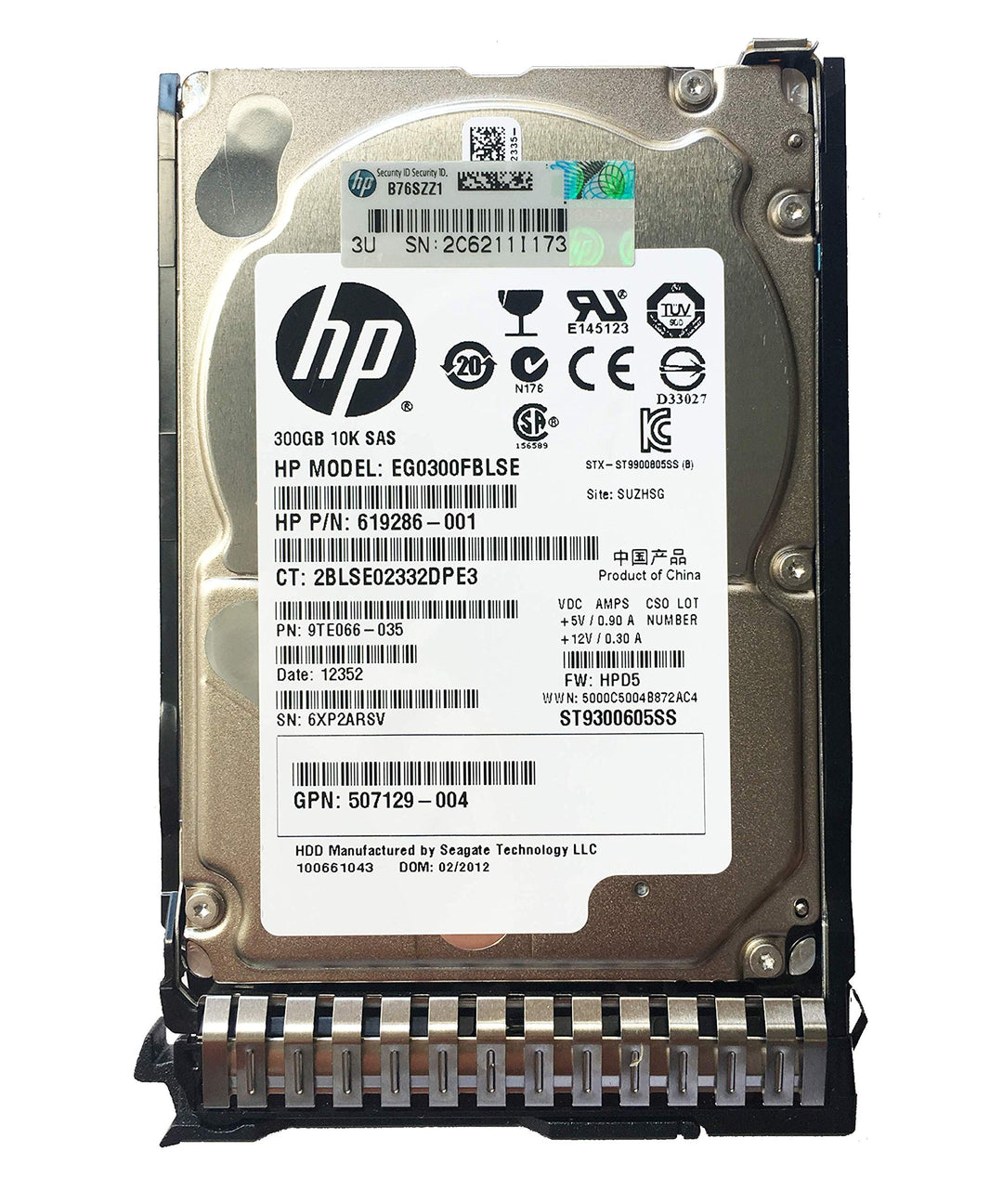 HPE 300 GB EG0300FBLSE 619286-001 9TE066-035 ST9300605SS 10K SAS 6Gbps 2,5 Zoll SFF mit HPE-Tray