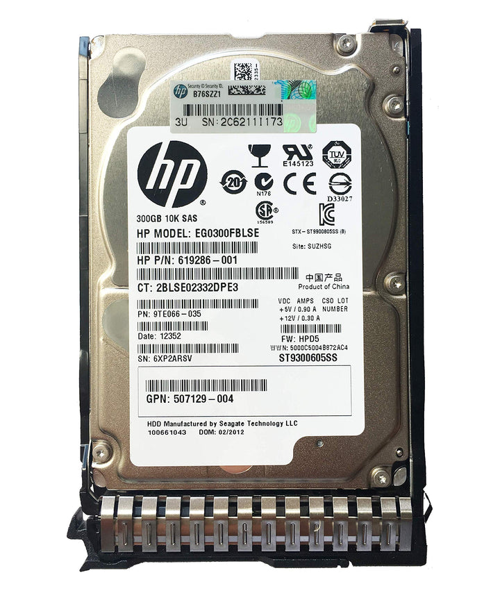 HPE 300 GB EG0300FBLSE 619286-001 9TE066-035 ST9300605SS 10K SAS 6Gbps 2,5 Zoll SFF mit HPE-Tray