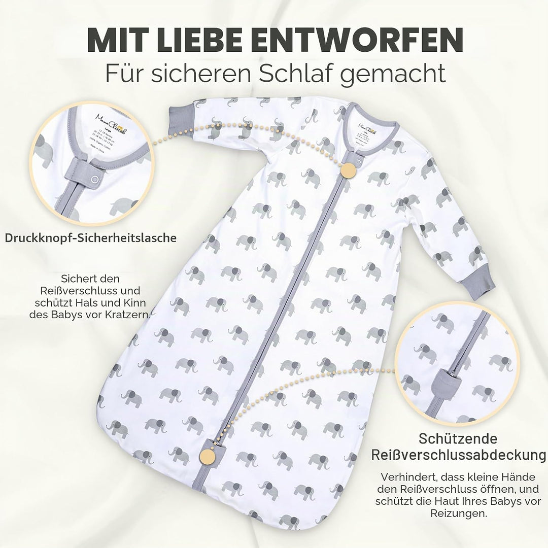 Mama Cheetah Baby Schlafsack mit Ärmeln, 1,0 TOG 2er-Pack 100% Bio-Baumwolle Wearable Blanket und Zw