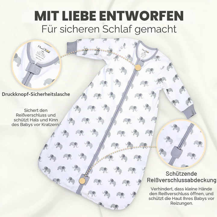Mama Cheetah Baby Schlafsack mit Ärmeln, 1,0 TOG 2er-Pack 100% Bio-Baumwolle Wearable Blanket und Zw