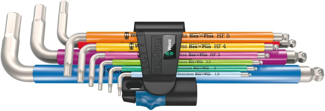 Wera - 05022699001 - Winkelschlüssel Satz, 3950/9 Hex-Plus Multicolour HF Stainless 1, metrisch, Ede