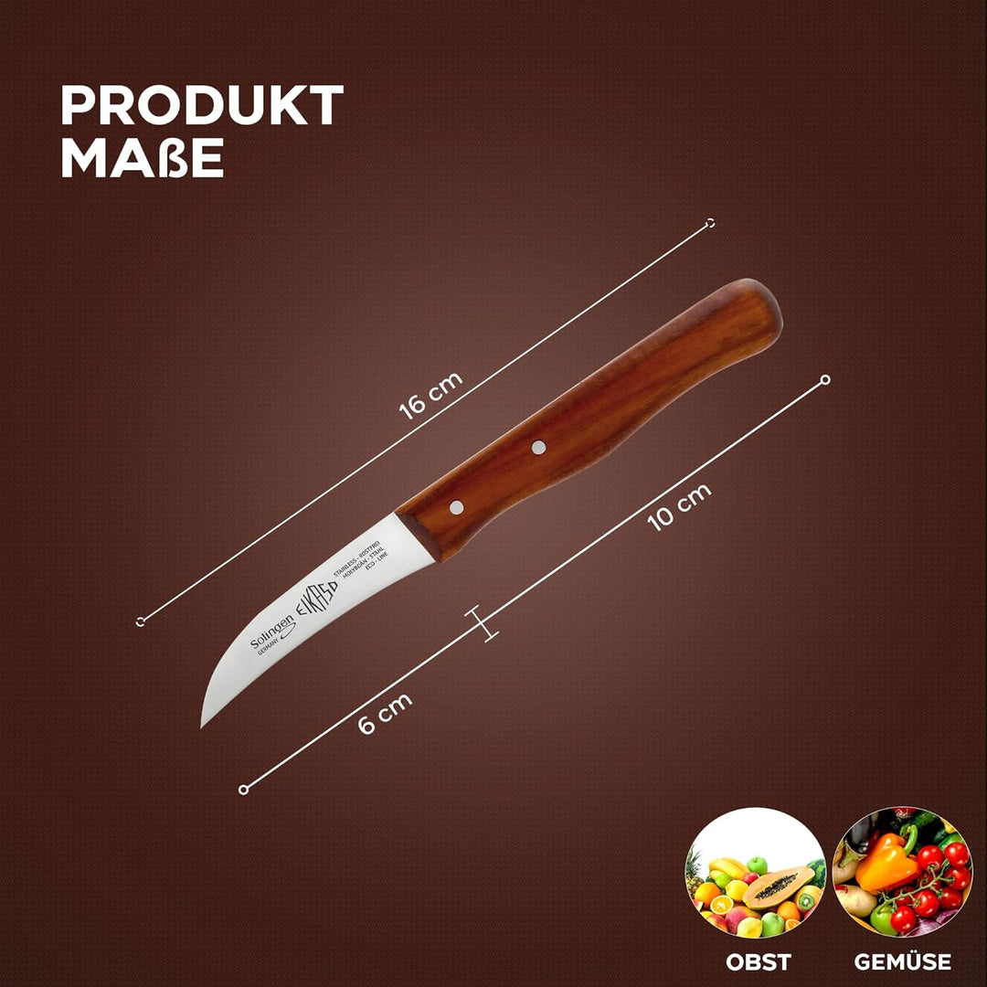 EIKASO Solingen Schälmesser Set 3teilig Profi Küchenmesser Gemüsemesser Obstmesser 6cm Klinge rostfr
