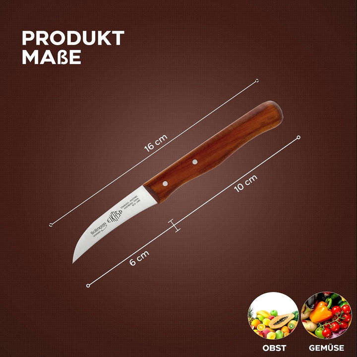 EIKASO Solingen Schälmesser Set 3teilig Profi Küchenmesser Gemüsemesser Obstmesser 6cm Klinge rostfr