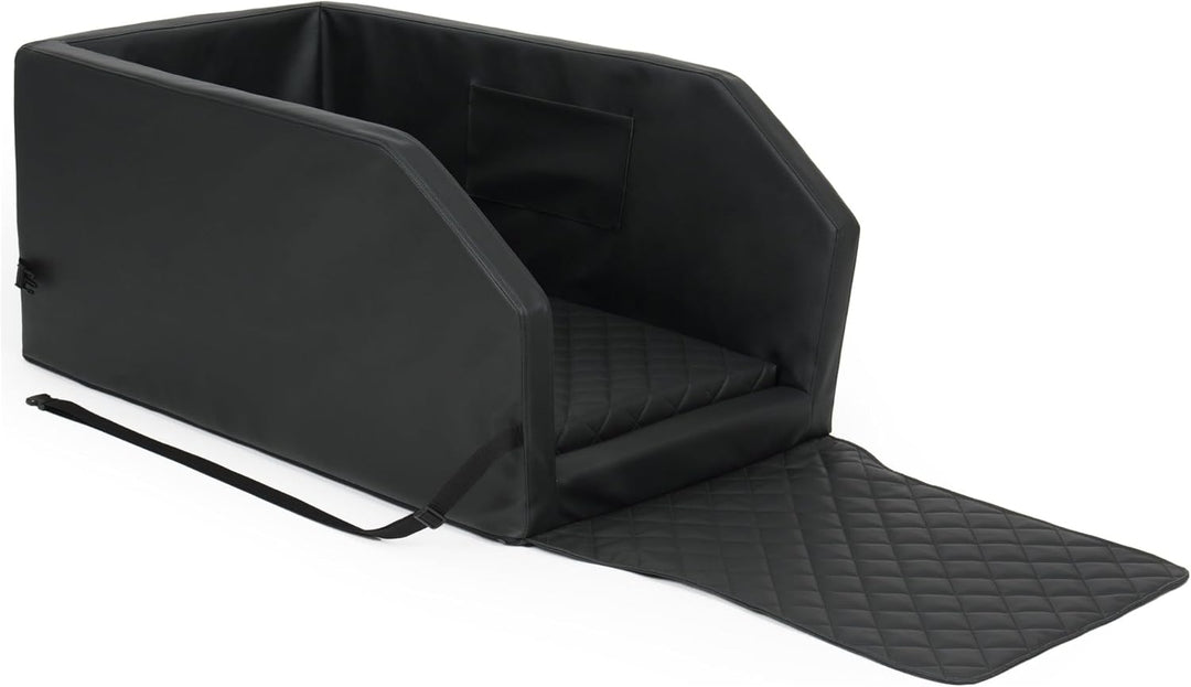 Autohundebett Hunde-Autositz Hundebett Rückbank Hundesitz Anschnallgurt 55x100 (Farbe: schwarz - wei