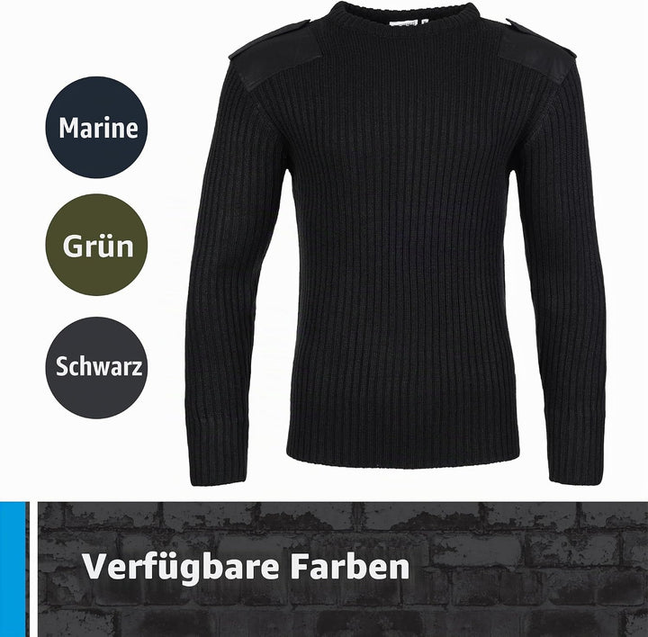 Fort Herren 120 Crewneck Combat Pullover, Schwarz, L UK L Schwarz, L Schwarz