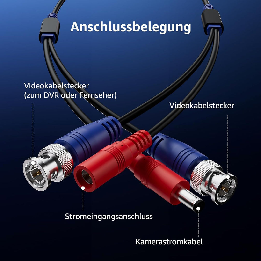 ANNKE BNC Kabel Videokabel CCTV DVR 4 x 30M DC Power für Überwachungskamera Videoüberwachung Überwac