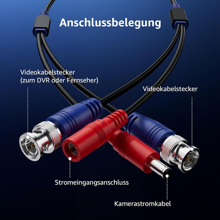 ANNKE BNC Kabel Videokabel CCTV DVR 4 x 30M DC Power für Überwachungskamera Videoüberwachung Überwac