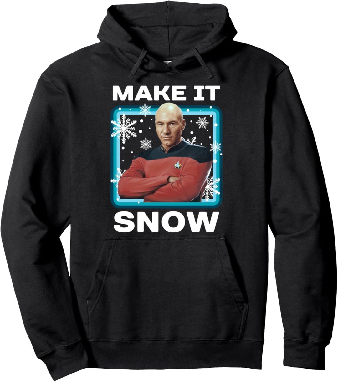 Star Trek: The Next Generation Picard Make It Snow Portrait Pullover Hoodie