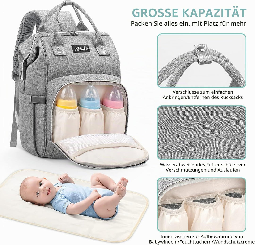 Viedouce Baby Wickelrucksack Wickeltasche Babytasche,Wasserdicht Oxford Grosse Kapazität für ausgehe