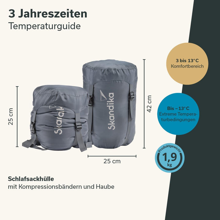 Skandika Schlafsack Vegas | XXL Mumienschlafsack mit/ohne Polycotton Innenfutter, für Erwachsene, ko