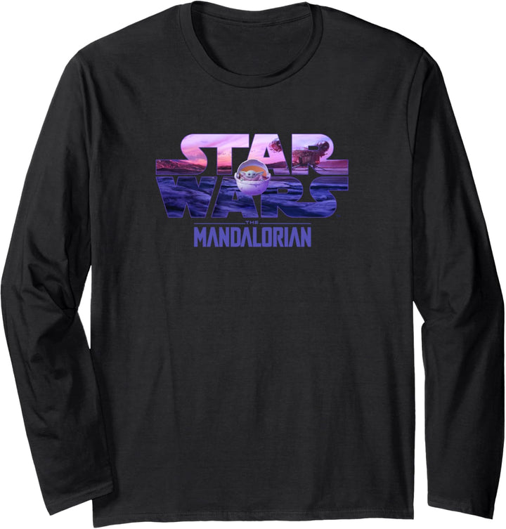 Star Wars: The Mandalorian Grogu In Pod Purple Skyline Langarmshirt