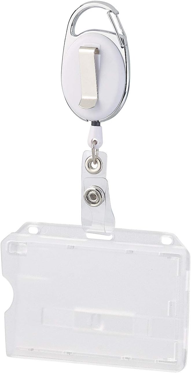 General Office Ausweishülle mit Band: 50er-Set Ausweishüllen aus Hartplastik, 60-cm-Jojo-Befestigung
