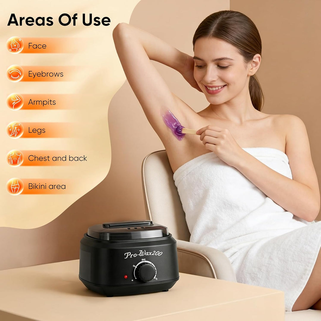 Waxing Set Frauen mit Wachswärmer &amp; Silikon-Schale, Wachs Haarentfernung Set mit 400g Wachsperlen, W