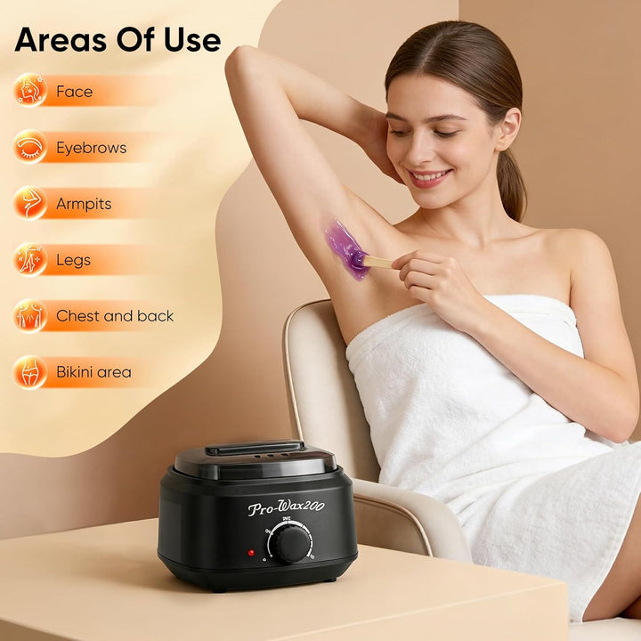 Waxing Set Frauen mit Wachswärmer &amp; Silikon-Schale, Wachs Haarentfernung Set mit 400g Wachsperlen, W