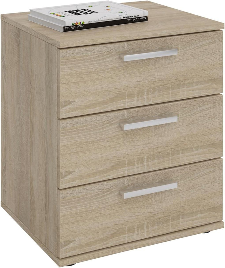 CARO-Möbel Nachttisch Mariella Nachtschrank Nachtkommode für Boxspringbett, in Sonoma Eiche, mit 3 S