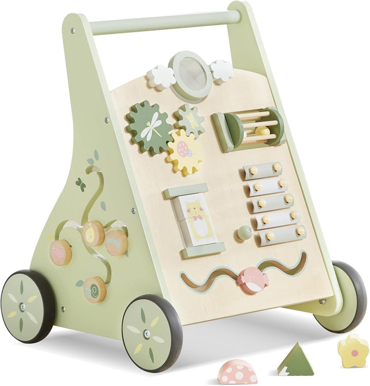 Asweets Baby Lauflernwagen aus Holz, Baby Walker und Activity Center, Multifunktion Montessori Spiel