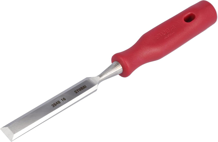 STUBAI 3540 Stemmeisensatz Stechbeitel Set mit rotem Plastikgriff &amp; extra langer Klinge, 4-teilig (1