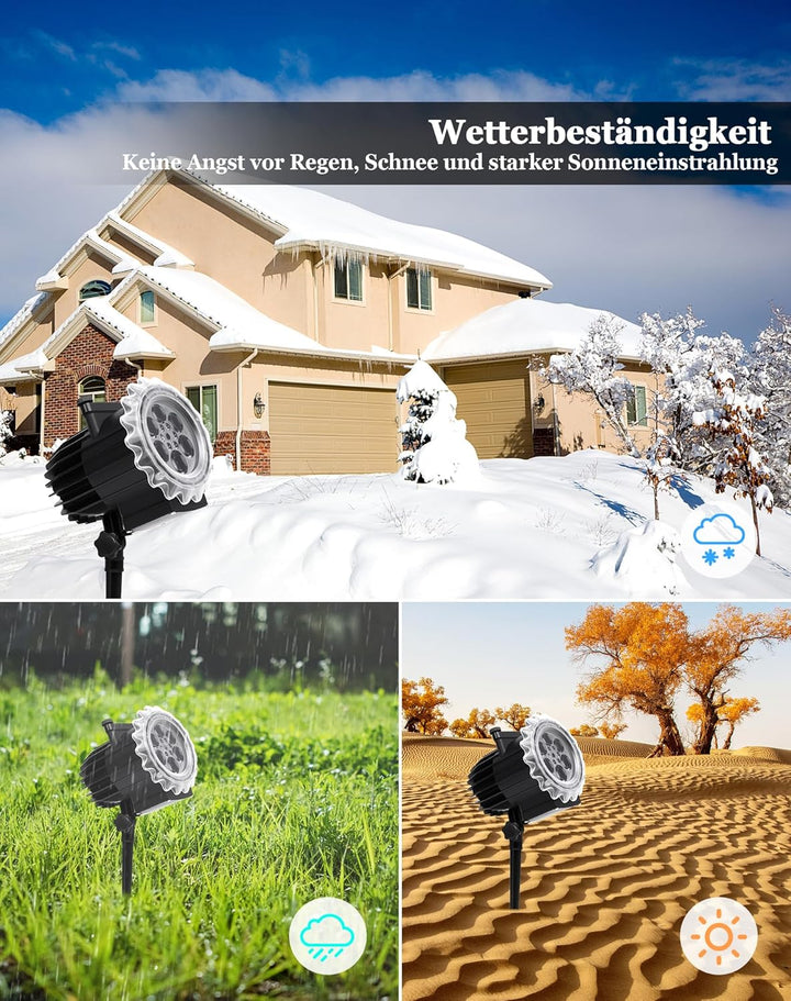 Qxmcov Halloween Projektor, LED Projektor Weihnachten Aussen Halloween Projektor Outdoor Schneeflock