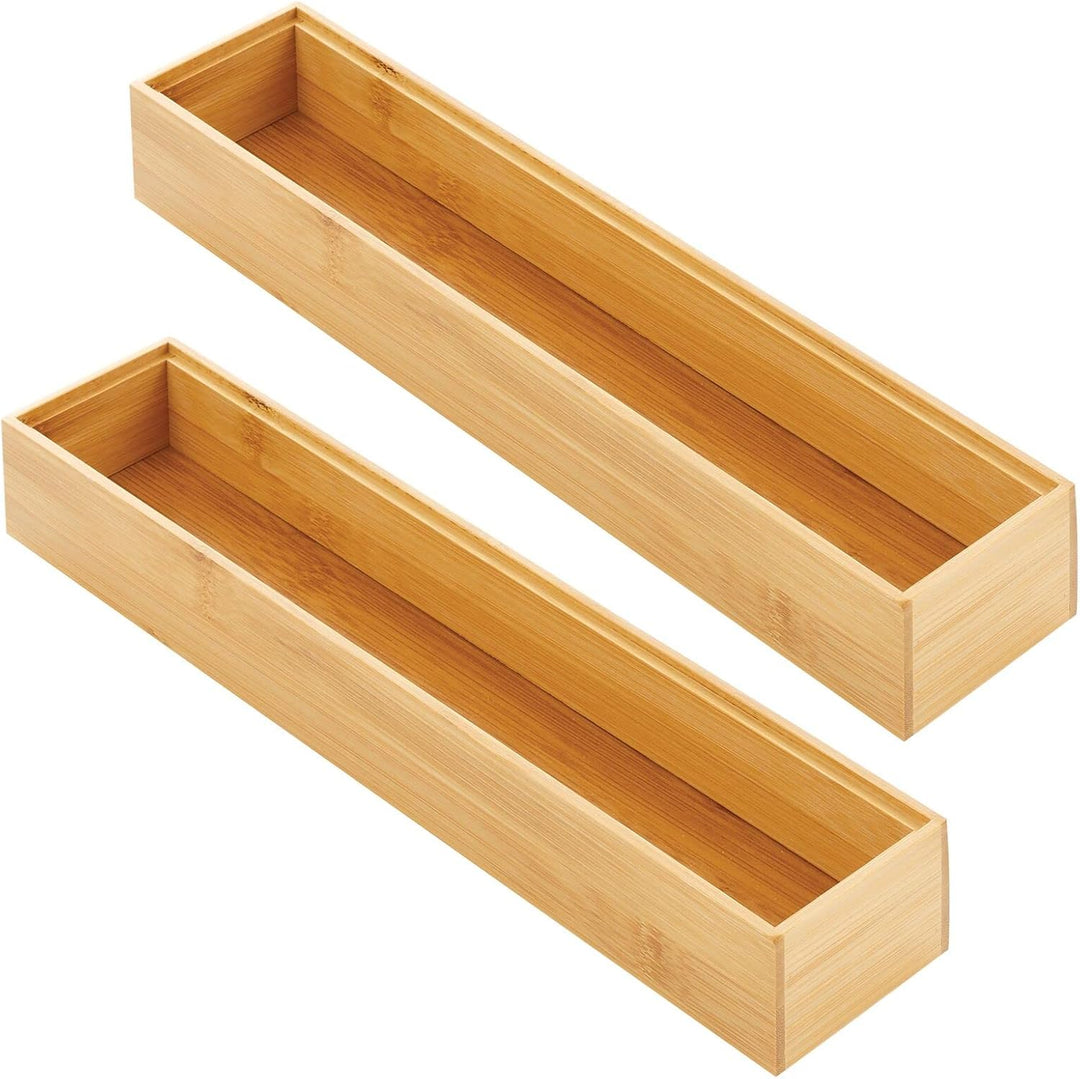 mDesign schmaler Schubladeneinsatz aus Holz – stapelbarer Schubladenorganizer für Bastel- und Bürobe