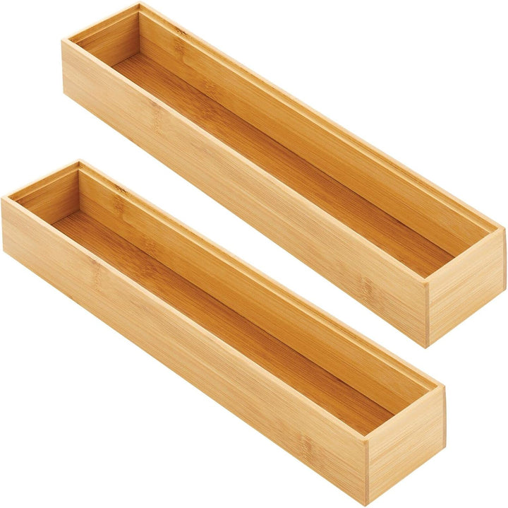 mDesign schmaler Schubladeneinsatz aus Holz – stapelbarer Schubladenorganizer für Bastel- und Bürobe