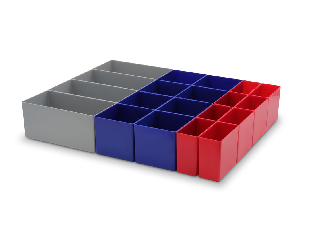 Schubladen Einsatzkasten Mix Set, verschiedene Grössen & Farben, Schubladeneinsätze, Kleinteilesorti