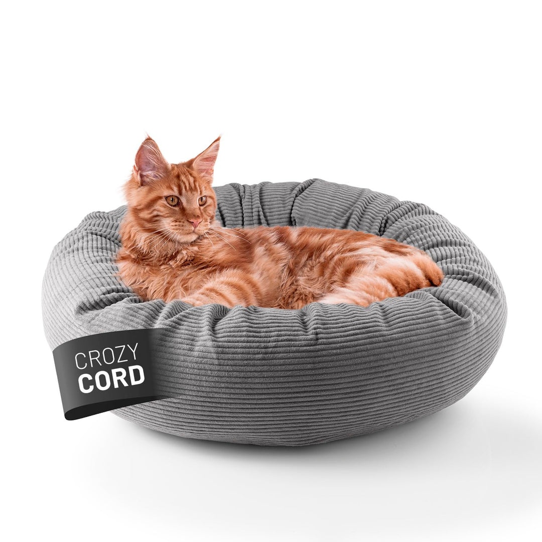 Lumaland Komfort Katzenbett Cord, Ø 60 cm | Katzenhöhle Rutschfester Boden | Katzen Zubehör mit Soft