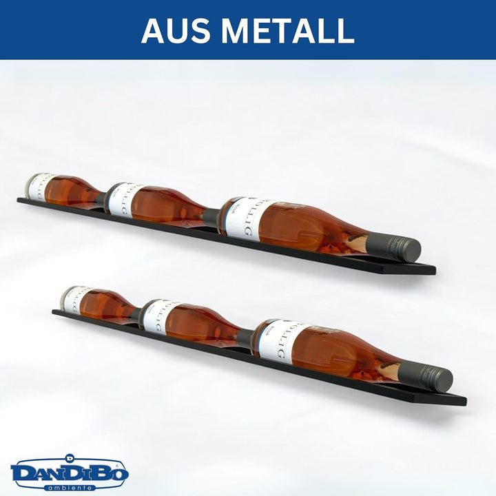 DanDiBo Weinregal Wand Metall 6 Flaschen Schwarz Linea 2er Set schwebende Weinhalterung - Flaschenre