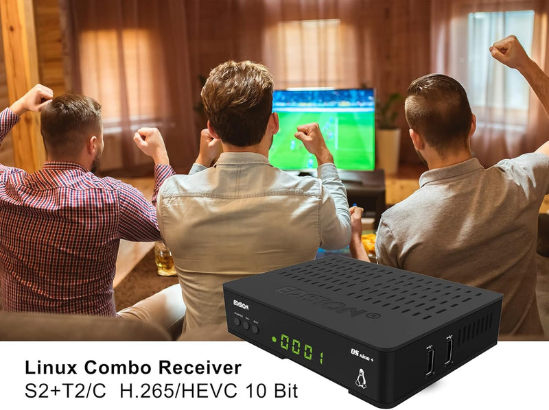 Edision OS NINO+ Full HD Linux E2 Combo-Receiver H.265/HEVC (1x DVB-S2, 1x DVB-T2/C, WLAN onboard, B