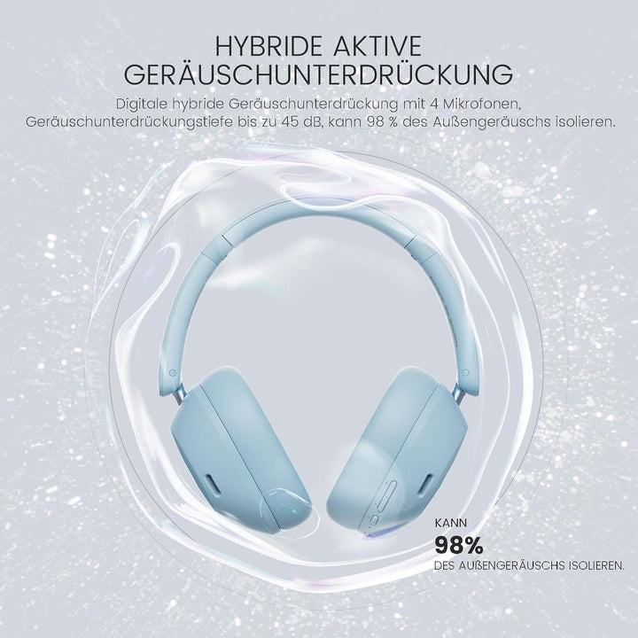 OneOdio A5 Over Ear Kopfhörer Kabellos Bluetooth, Hybrid Aktive Noise Cancelling, Hi-Res LDAC Audio,