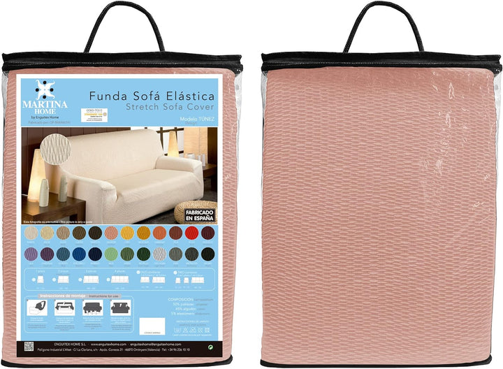 Martina Home tunesischen Elastischer Sofabezug, Baumwolle Polyester, Lachs, 2 Sitzer (120 bis 170 cm