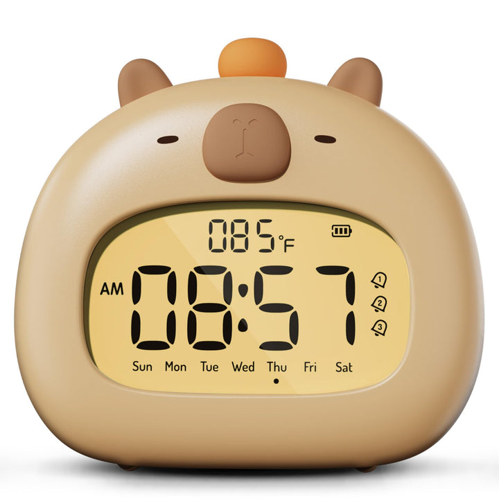 IHALO Capybara Wecker Digital, Wecker Kinder mit Nachtlicht, LED-Display, Ok to Wake 2 Alarme, Woche