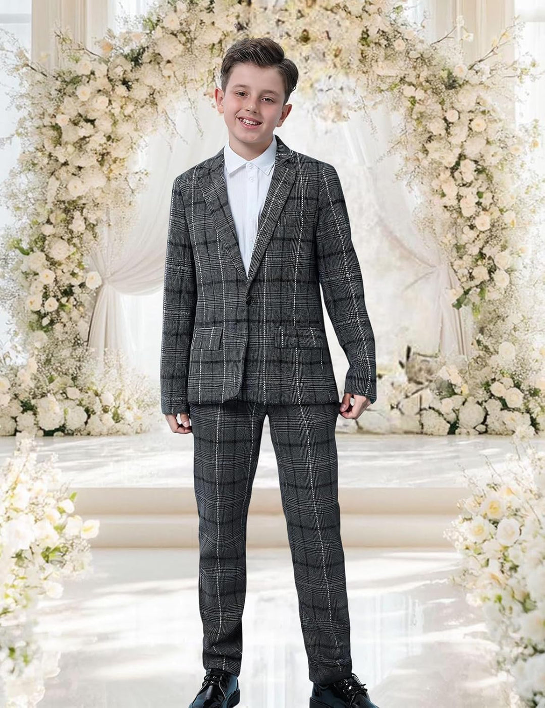 mintgreen Jungen Anzug Blazer 2PCS Gentleman Tuexdo Sätze Blazer + Hose + Fliege 5-12 Jahre 6-7 Jahr