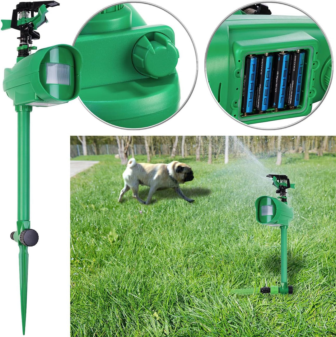 Royal Gardineer Tiervertreiber: Wasserstrahl-Tierschreck mit PIR-Sensor, batteriebetrieben, 120 m² (